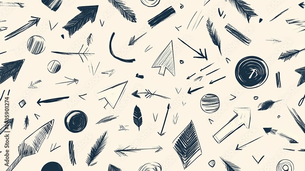 Poster abstract pattern design featuring various hand-drawn shapes and elements.
