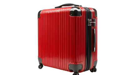 Red travel suitcase isolated on white background