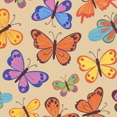 Fototapeta premium Butterflies in Bloom AI Generated