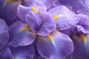name : seamless soft purple iris bloom, elegant macro detail,