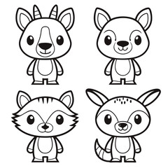 Obraz premium Fun Desert Wildlife Camel, Jerboa, Lizard, Coyote, and Pronghorn Cartoon Art