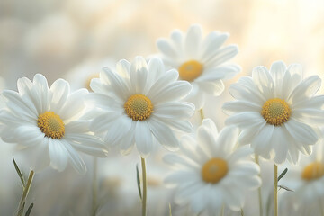 Fototapeta premium name : seamless soft white daisy meadow, dreamy macro detail,