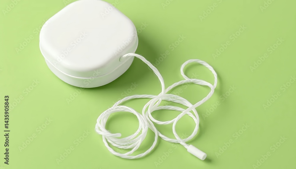 Poster white square box with curled rope isolated on green screen background perfect for ads product mockup
