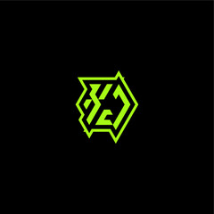Fototapeta premium XJ letter cool and dynamic monogram esport gaming initial logo design concept