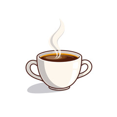 Pixel Art Illustration of a Steaming Cup of Coffee