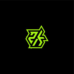 ZK letter cool and dynamic monogram esport gaming initial logo design concept