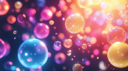 A high-energy festival bubble pattern with neon-colored orbs scattered in a dynamic layout.