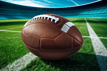 Obraz premium American Football on Field: Close-Up Shot