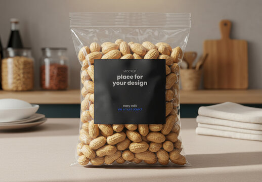 Label on Bag of Peanuts Mockup