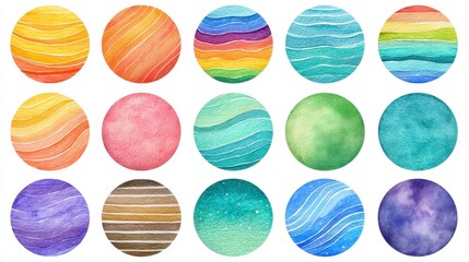 Watercolor Planets Vibrant Circular Designs