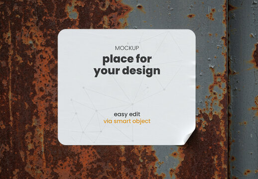 Sticker on Rusty Surface Mockup