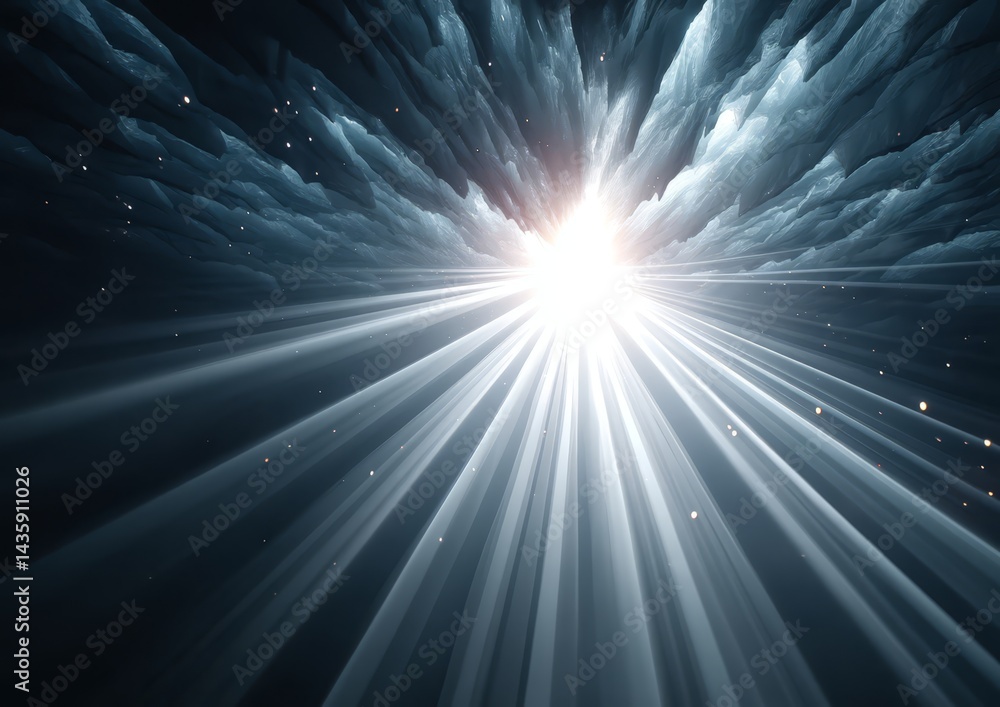 Wall mural abstract light rays burst in dark background