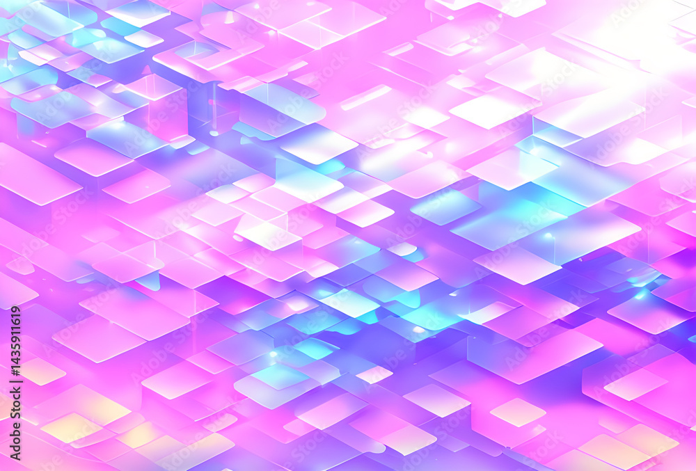 Poster nano future rainbow bright gradient background with mixed colors with tile transition, threads top. 