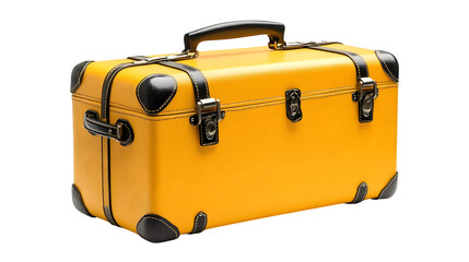 Yellow travel suitcase, isolated on white background