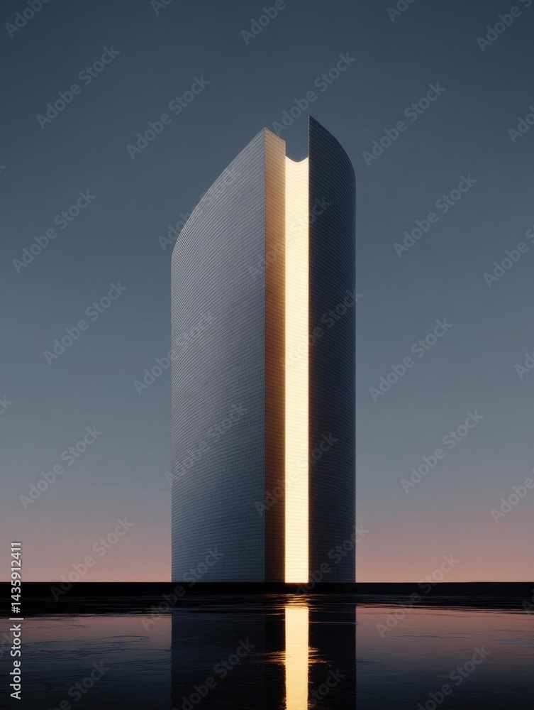Aufkleber photograph of a tall, modern building with a unique architectural design. the building appears to be