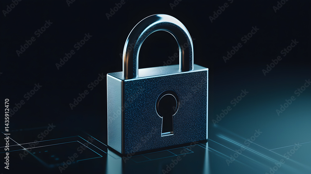 Poster secure digital lock technology setting stock photo modern environment close-up view conceptual secur