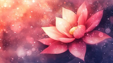 Pink Lotus Flower Blossom with Glowing Background