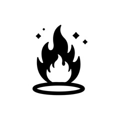 Flame Icon with Circular Glow Representing Transformation and Power