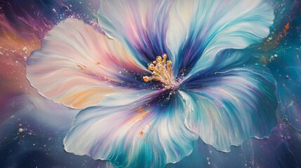 Obraz premium Vibrant Purple And Blue Hibiscus Flower Painting