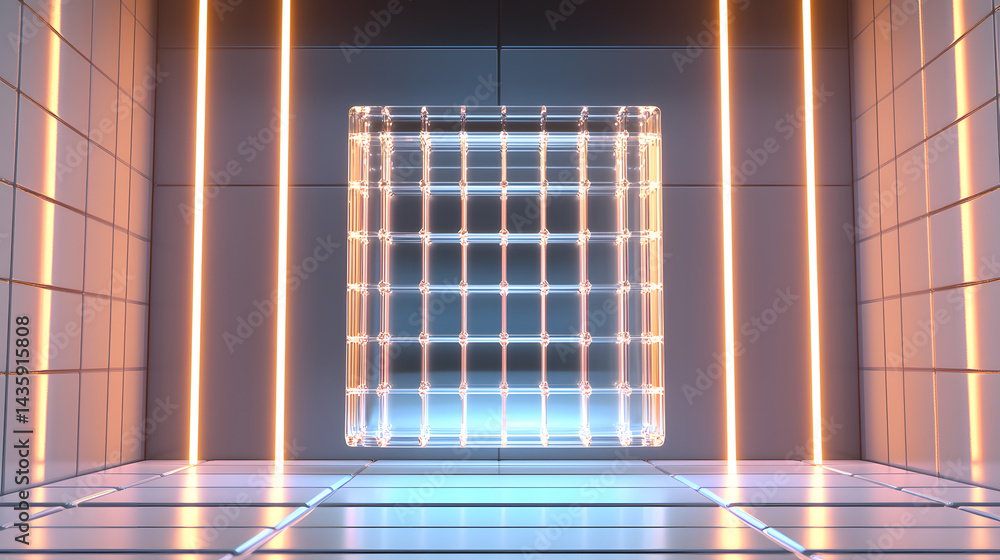 Aufkleber dynamic grid-style calendar display futuristic studio 3d visualization sleek environment centered pe