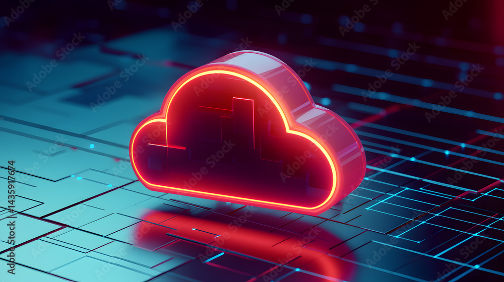 Poster dynamic cloud icon design digital environment graphic render futuristic aesthetic tech concept for c