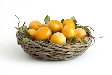 Yellow fruits in a nest-like basket