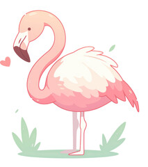 Cute cartoon pink flamingo