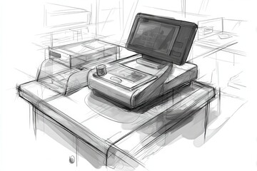 Modern Cash Register in a Retail Environment with Minimalist Design