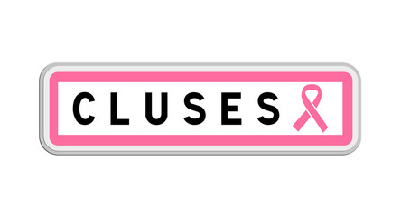 Panneau de sortie de Cluses, Haute-Savoie, Auvergne-Rhône-Alpes avec Ruban Octobre Rose