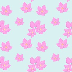 Vintage Mexican Creeper Seamless Floral Pattern Light blue background