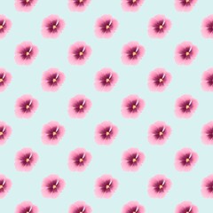 Vintage  Mini Dianthus Seamless Floral Pattern Light blue background