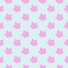 Vintage Mexican Creeper Seamless Floral Pattern Light blue background