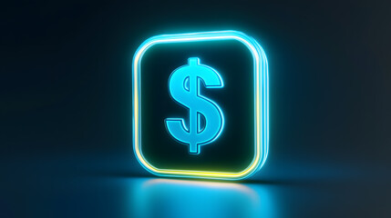 Obraz premium Photorealistic glowing dollar symbol digital art modern environment stunning viewpoint financial concept