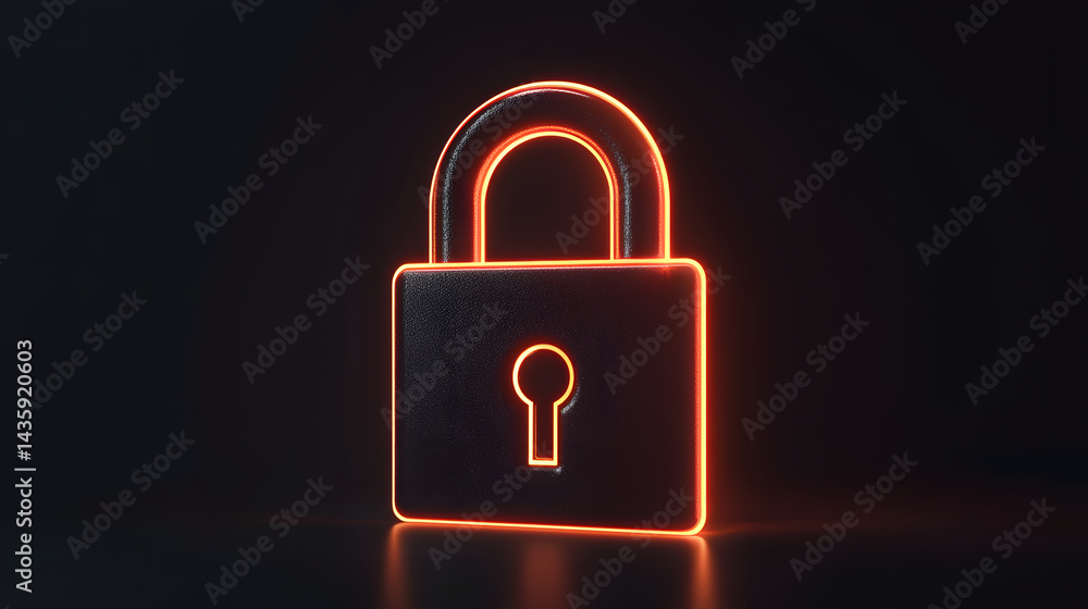 Poster digital lock concept virtual space high-tech render dark environment close-up view security innovati