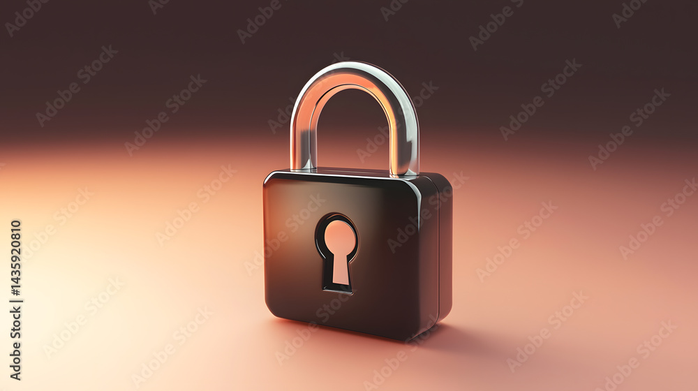 Poster digital lock mechanism virtual space 3d render tech environment close-up view security concept