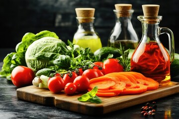 Fresh vegetables and olive oil