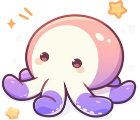 Fototapeta premium Cute cartoon octopus with stars