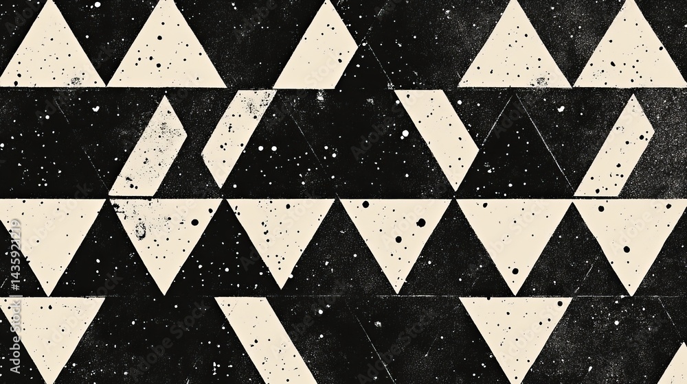 Poster abstract geometric black and cream triangle pattern seamless texture modern stylish background desig