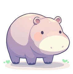 Obraz premium Cute cartoon hippo with friendly expression
