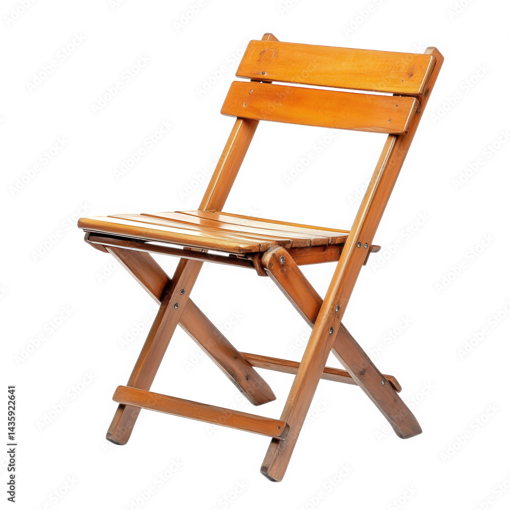 Poster simple. wooden folding chair with a natural finish. designed for easy storage and portability its sl