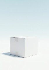 Isolated White Box on White Background with Shadow, Clean Look