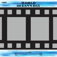 Flat world oceans day illustration