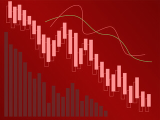Fashionable red investment background with falling graph vector
Vector background with falling graph business background