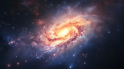 Obraz premium Spiral Galaxy in Deep Space, Cosmic Dust and Glowing Stars