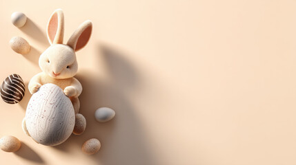 Obraz premium Adorable Bunny Family with Easter Eggs