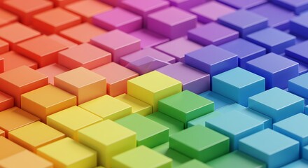 Naklejka premium Chromatic Cubescape AI Generated