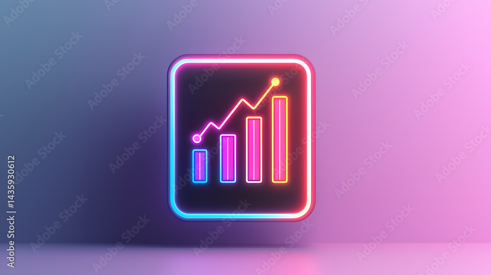 Poster dynamic business analytics chart icon floating in a modern office environment for data visualization