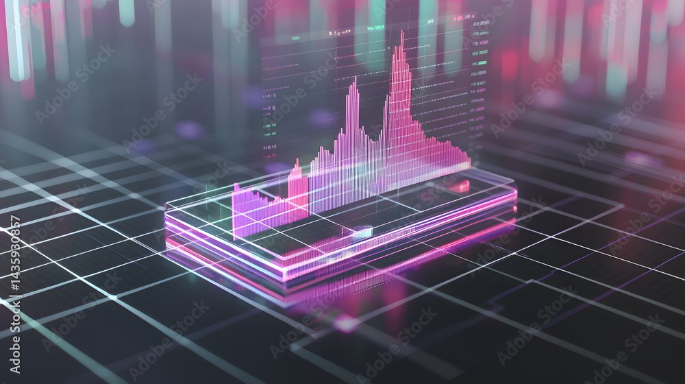 Poster dynamic crypto trading chart icon digital finance infographic virtual environment 3d view visual rep