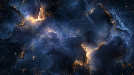 Fototapeta premium Cosmic Nebula in Deep Space with Blue and Orange Hues