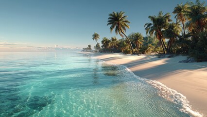 Remote Island Beach with Crystal Ocean